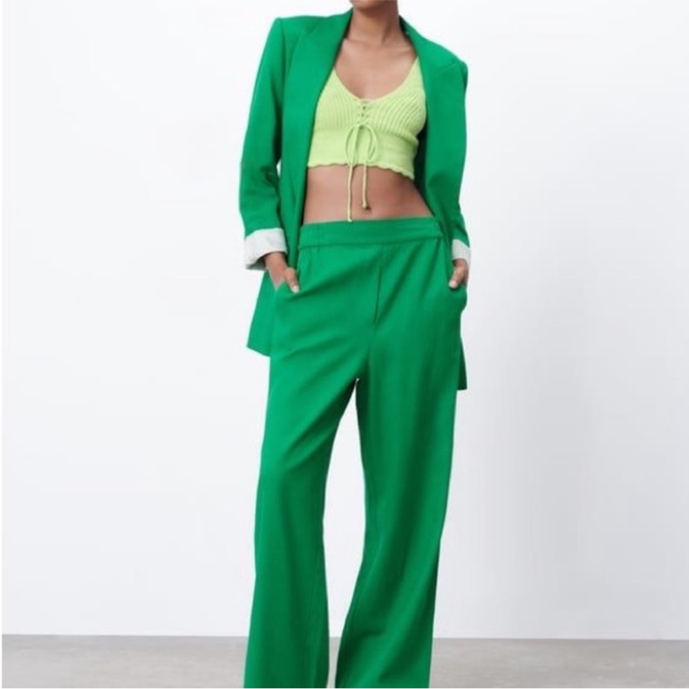 Zara Basic Outerwear One Button Closure Striped G… - image 2